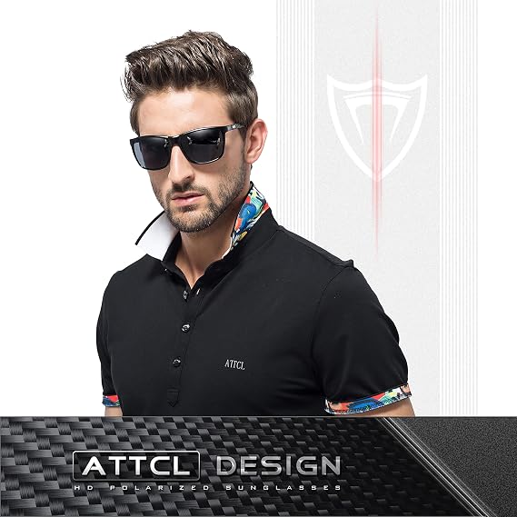 ATTCL Polarised Sunglasses Mens Square AL-MG Metal Frame UV400 for Driving