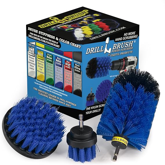 Pool Cleaner - Car Wash Detailing and Scrubbing Brush Kit - Boat Scrubber | Blue Medium Stiffness Boat Brush Cleaning Set - Pool Liner Cleaning Tools Supplies - Professional Aquarium Cleaner Set