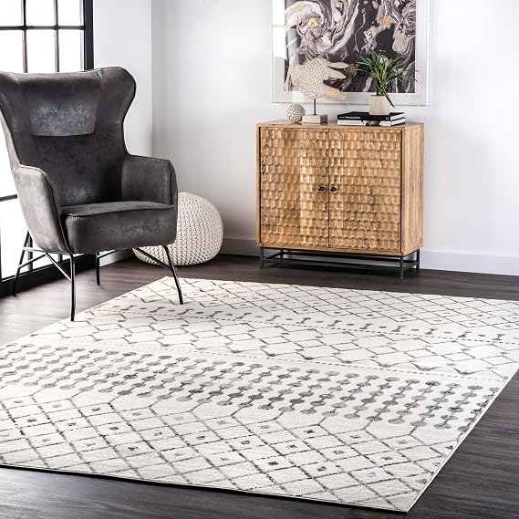 nuLOOM Zola Grey Trellis Power Loomed Area Rug, 5' x 8'