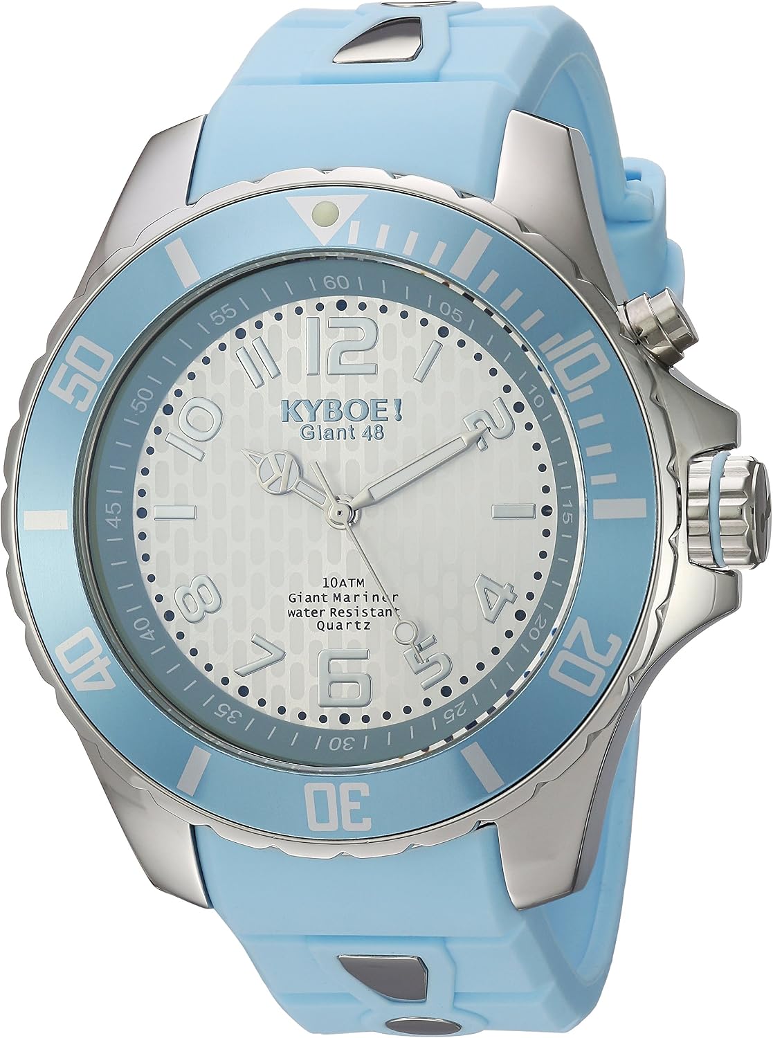 KYBOE! Power Stainless Steel Quartz Watch with Silicone Strap, Blue, 22 Model: KY.48-030.15