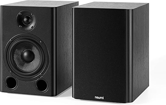NEUMI BS5 Passive Bookshelf Speakers, 5-Inch Woofer, Dark Wood, 1 Pair