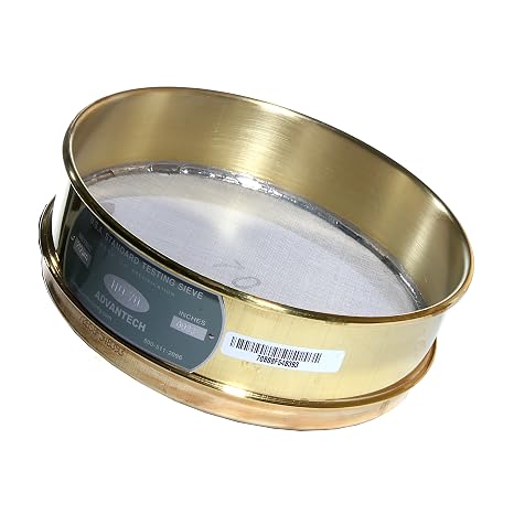 ADVANTECH - 70BS8H Advantech Brass Test Sieves with Stainless Steel Wire Cloth Mesh, 8" Diameter, #70 Mesh, Half Height