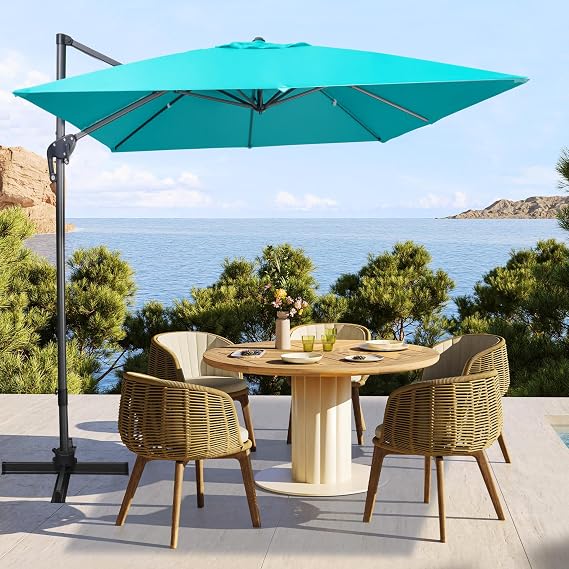Sunnyglade 10x10Ft Cantilever Patio Umbrella Square 360 Rotation & Integrated Tilting System Offset Umbrella with 8 Sturdy Ribs, Fade-resistant & Waterproof for Garden Backyard Poolside Deck