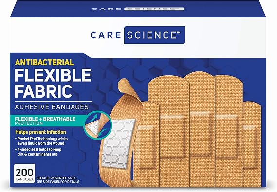 Care Science Fabric Adhesive Bandages, Assorted Sizes, 200 Count