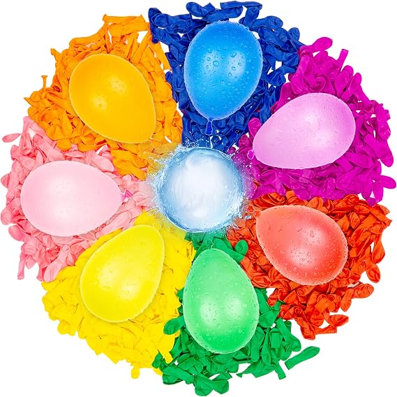 1000 Water Balloons Water Bombs with Filling Aid Attachment, multicoloured, easy to fill