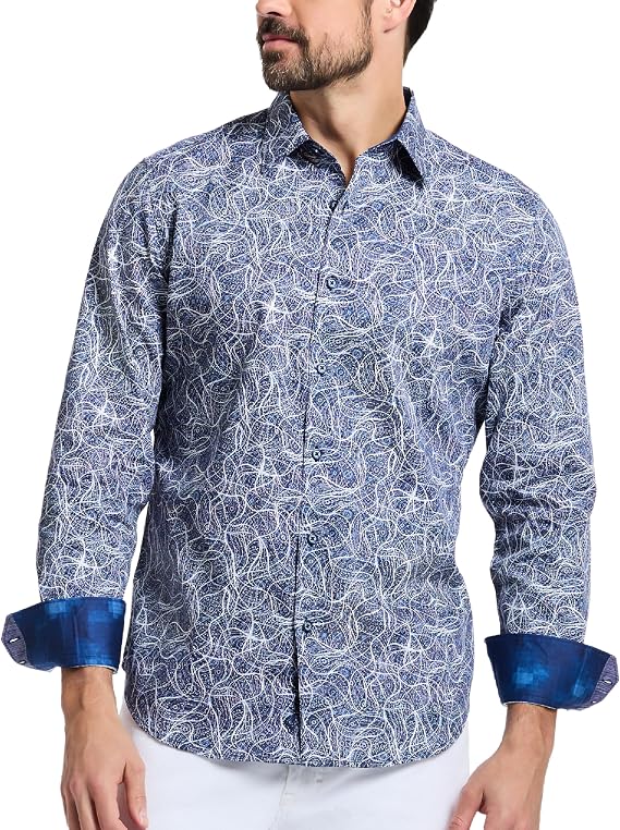 Robert Graham Mens Stelvio Long-Sleeve Woven Shirt, Premium Button Down Top, Classic-Fit & Richly Detailed