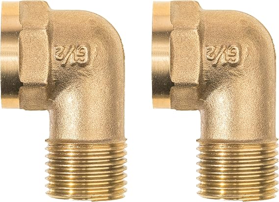 DuraSteel Wall Mount Faucet 90-Degree Elbow - Commercial Kitchen Faucet Space Saving Backsplash Kit - Heavy Duty 1/2" IPS Female x 1/2" IPS Male Brass Fitting, Pack of 2