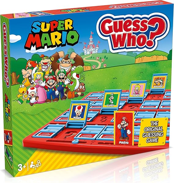 Winning Moves Super Mario Guess Who? Board Game, Play with classic Nintendo characters including Mario, Luigi, Peach, Bowser, and Donkey Kong, 2 players makes a great gift for ages 3 plus