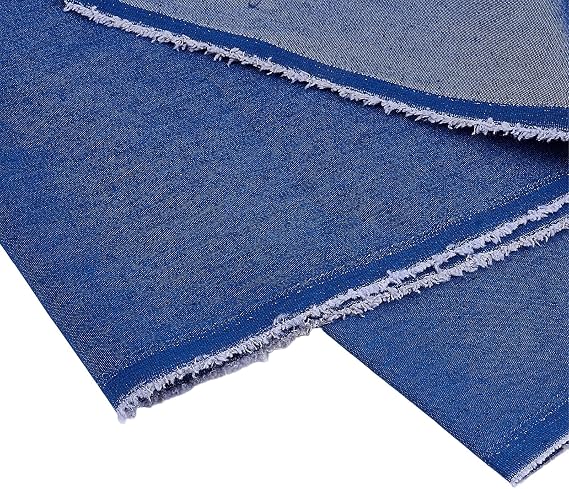 5.4 oz Denim Jeans Fabric by The Yard, 59 Inch Indigo Blue Washed Denim Fabrics, Lightweight Poly-Cotton Chambray Sewing Fabric for Quilting Clothes Dress DIY Craft