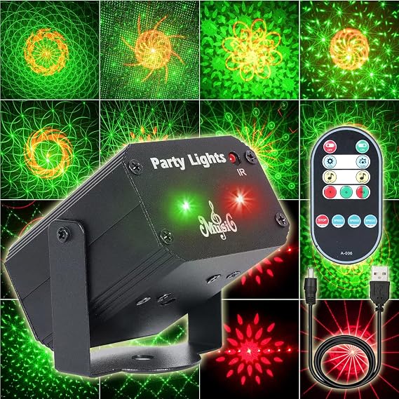 Party Lights DJ Disco Light,32 Patterns Laser Light Sound Activated Stage Strobe Effects with Remote Control for Indoor Birthday Halloween Karaoke Club KTV