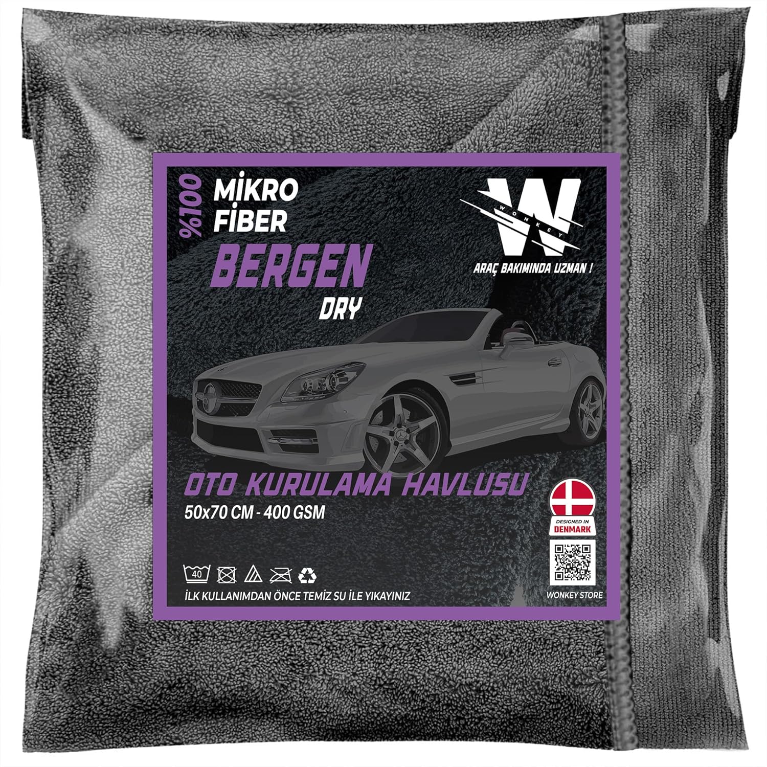 WONKEY - Absorbent Auto Drying Cloth, Microfiber Car Wash Cloth, Car Body and Torpedo Cleaning Towel 50x70 cm