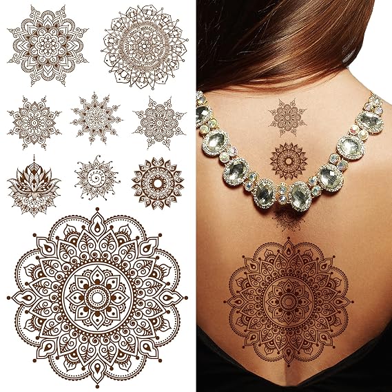 Supperb Temporary Tattoos - Inspired Mandala Healing Yoga Meditation Tattoo