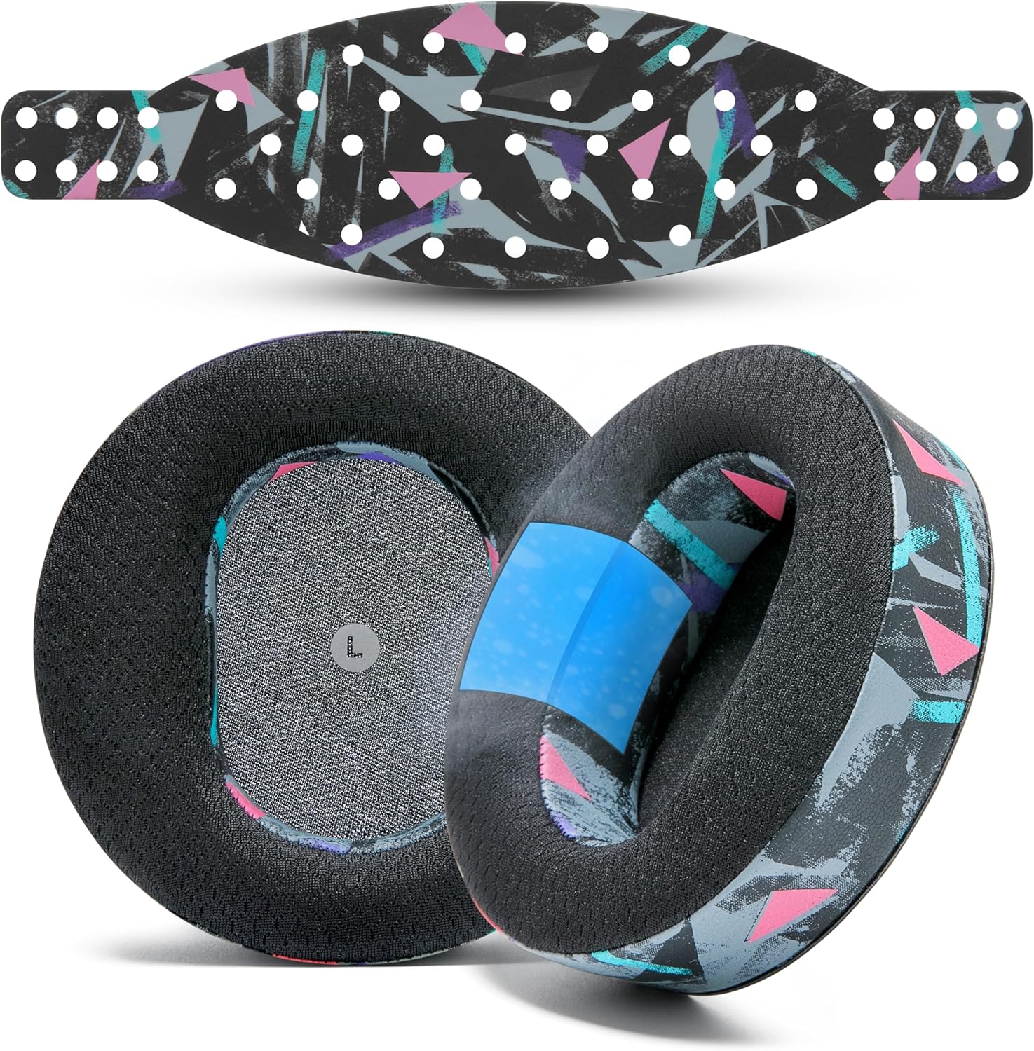 WC Mod Kit Maxwell V2 - Cooling Gel Ear Pads  Extra Wide Silicone Headband for Wicked Cushions Audeze Maxwell Xbox & PS5 | Freeze Cooling & Enhanced Comfort | 90s Black