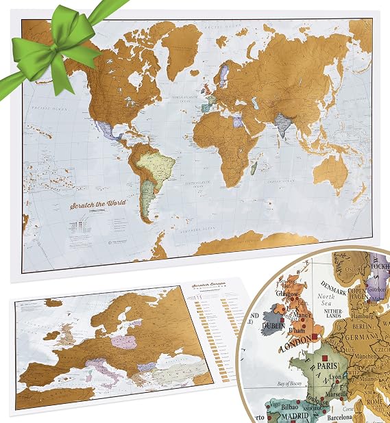 Scratch The World® Travel Map - Scratch Off World Map Poster + Bonus | Maps International - 50+ Years of Map Making - Europe