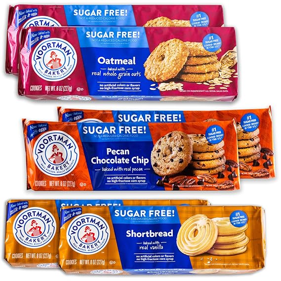 Voortman Sugar Free Cookies - Variety Pack - Oatmeal - Pecan Chocolate Chip - Shortbread - 6 Packs Total