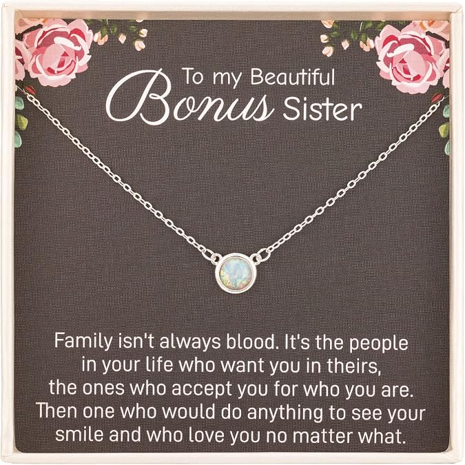 RareLove Sterling Silver Opal Necklace for Sister, Bridesmaid or Thank You Gift