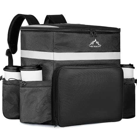GoHimal Food Delivery Backpack Delivery Bags for Uber Eats DoorDash Black | Insulated Pizza Bag, 4 Cup Holder, Padded Straps, Leak-proof & Cold/Hot, Reflective Strips, for Bike Motorcycle Camping
