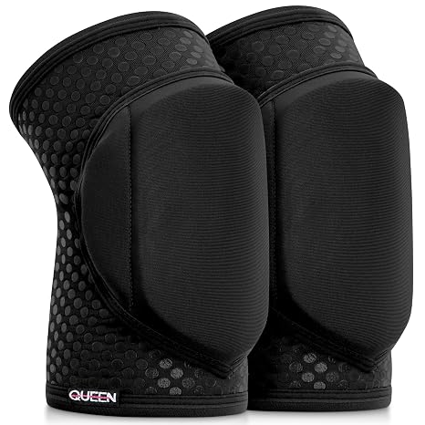 Queen Wear Sleek Black Grip Pole Dance Knee Pads Perfect Woman Protection for Pylon Ballet Modern Dance and Indoor Sports (S)