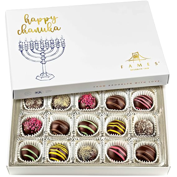 Kosher Dark Chocolate Truffles Gift Box A Delicious Dairy Free Hanukkah Chocolate Candy for Gifting Box of Chocolates Chanukah Gift for Women, Men, or Families