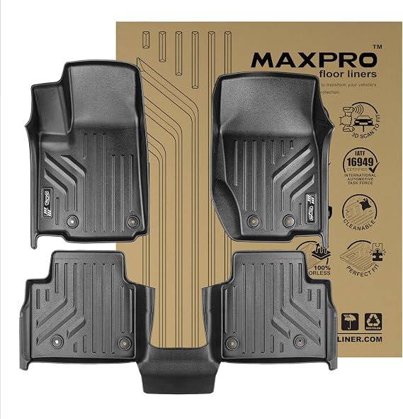 Premium MAXPRO Floor Mats for 2021-2025 Jeep Grand Cherokee L Limited Bucket Seats 1st & 2nd Row Set Jeep Grand Cherokee Floor Mats All Weather Car Mats for Waterproof Non Slip TPE Car Floor Liners