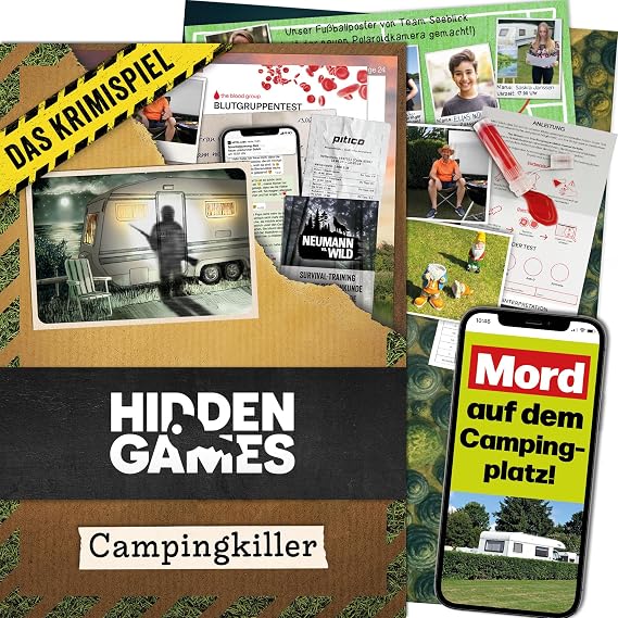 Hidden Games Crime Scene - Camping Killer - Crime Game A murder at the campsite. Crime game real indices audio & web. 1-6 players ages 14 and up