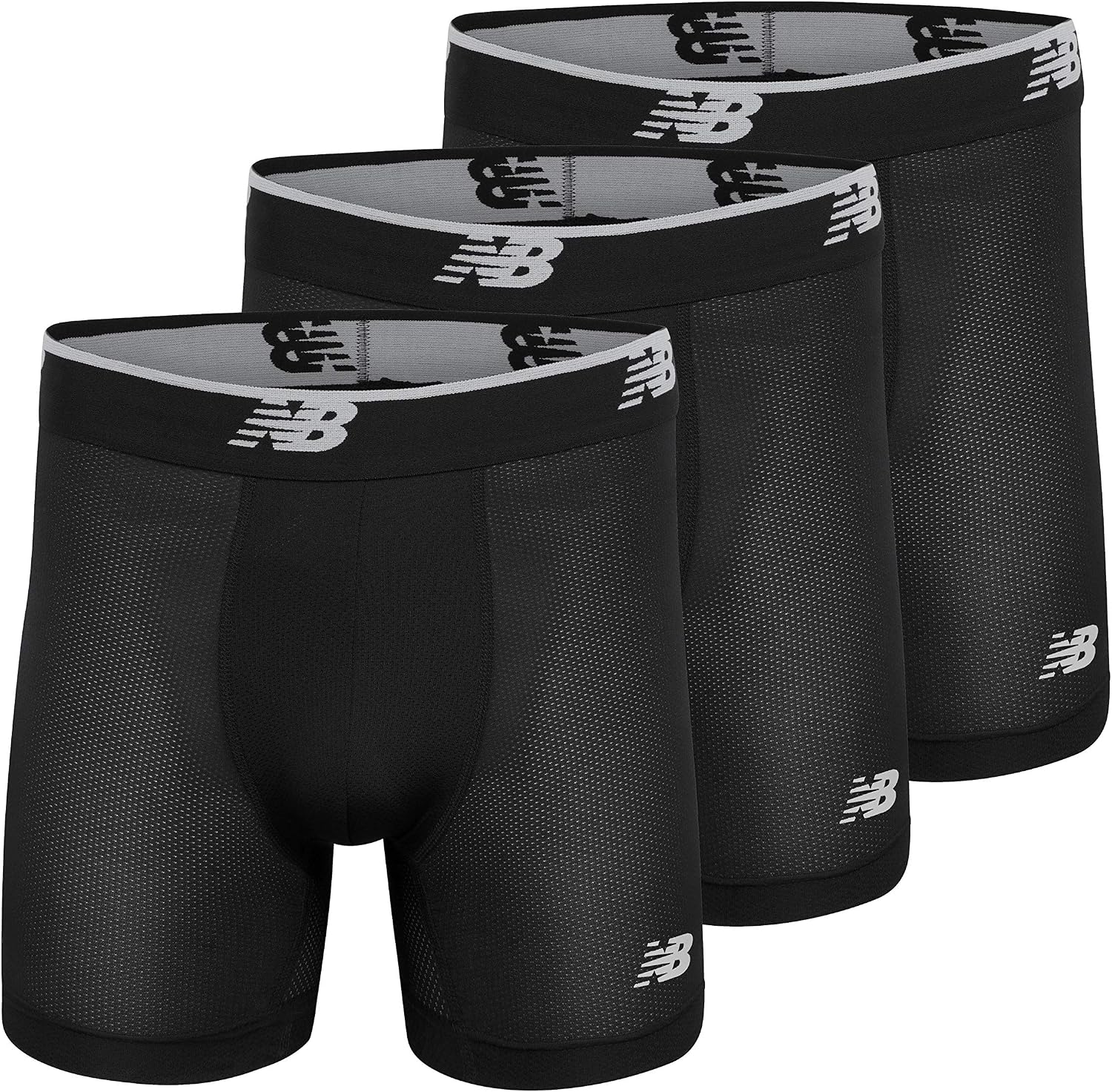 New Balance Men's Mesh 5" No Fly Mesh Trunk Boxer Brief (3 Pack)