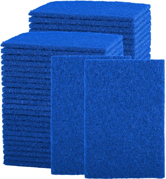 40 Pcs Scouring Pads, Heavy Duty Scour Pads, Blue, 4x6in | Dish Scrubber Pads, Non Scratch Scrubbing Pads, Reusable Household Scrub Pads for Dishes Kitchen Scrubbers and Metal Grills