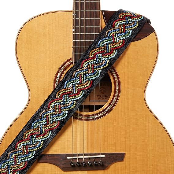 Amumu Celtic Knot Guitar Strap Multi-Color Polyester for Acoustic, Electric and Bass Guitars with Strap Blocks & Headstock Strap Tie