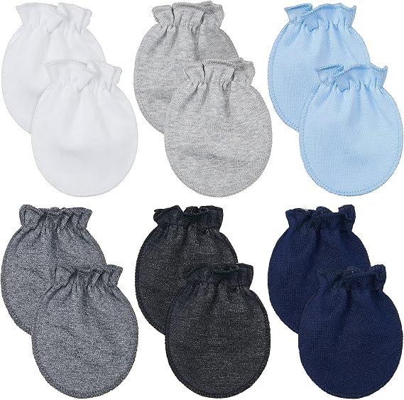 Syhood 6 Pairs Baby Mittens Newborn Infant No Scratch Cotton