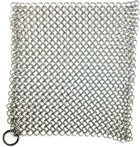 Chain Mail Scrubber by Crisbee - 316 Stainless Steel - Rust Resistant - Perfect for Cast Iron and Carbon Steel Cookware by Crisbee