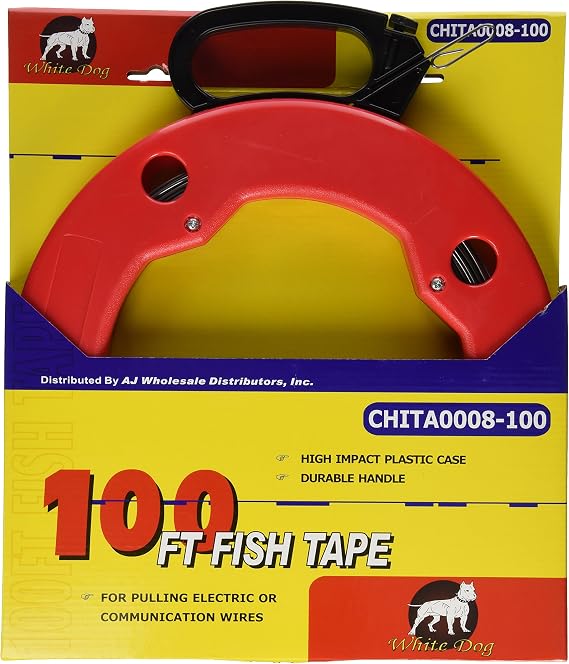 100 FT Fish Tape with High Impact Case for Electric or Communication Wire Puller