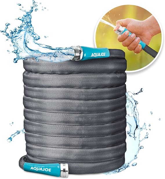 Aqua Joe AJFJH100-58-PRO FiberJacket Non-Expanding Kink-Free Garden, RV, Marine and Camper Hose, Ultra-Lightweight, Drinking Water Safe, 100-Foot x 5/8-Inch