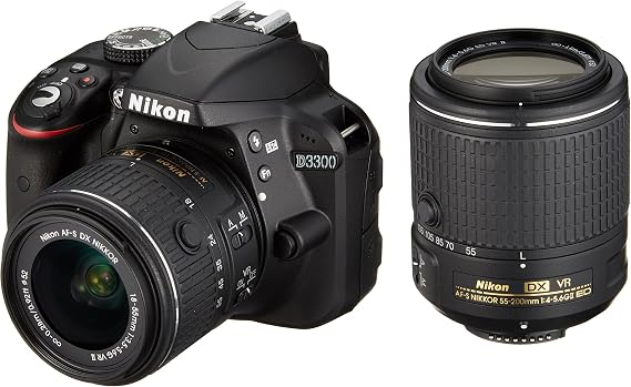 Nikon DSLR Camera D3300 Double Zoom Kit 2, Black