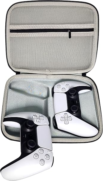 PS5 Console Controller Case, Dual DualSense Protective Hard Shell, Playstation 5 Two Controllers Travel Carrying Bag with Room for Cable Cord and Accessories