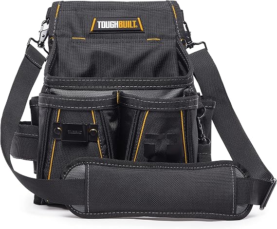ToughBuilt - Electrician Tool Pouch, 13 Pockets & Loops, TB-314-2 | 13 Pockets & Loops, Tape Measure Clip, 1680D Fabric, Heavy-Duty Construction, Electrician Ready