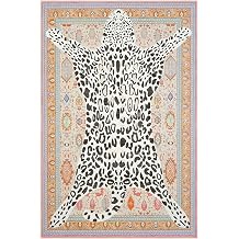 Cool Carpet Jagora Leopard Carpet Tiger Pattern Vintage Beige Chenille Carpet Washable Leopard Decorative Carpet