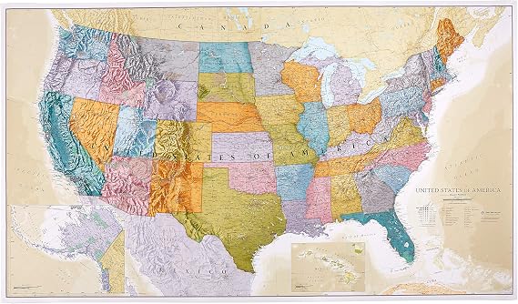 Giant Classic USA Mega-Map - Map of The United States Poster - 46 x 80 in