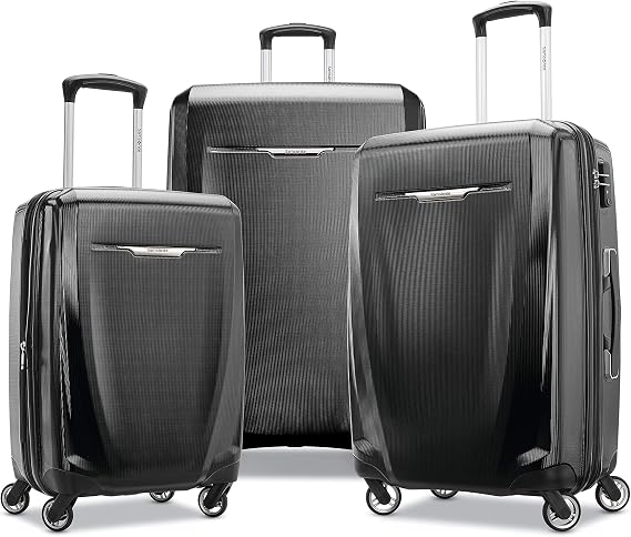 Samsonite Winfield 3 DLX Hardside Expandable Luggage with Spinners, Black, 3-Piece Set (20/25/28), Winfield 3 DLX Hardside Expandable Luggage with Spinners