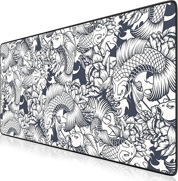 TITANWOLF - XXL Mouse Mat - Mouse Pad 900 x 400 x 3mm –Speed Gaming Mouse Pad - Extra Large - Table Mat Large Size - improved Precision and Speed – Design Koi Tattoo