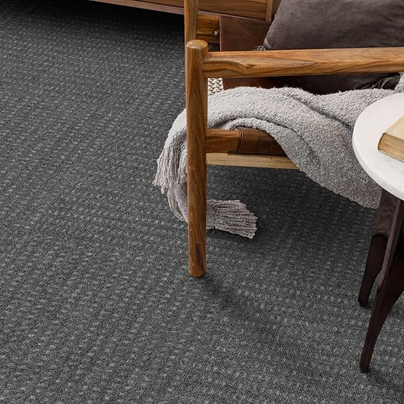 Mohawk Home Peel and Stick Carpet Tiles 18x18 Inch Indoor Outdoor Polyester, Stain Resistant, Easy DIY Install (10 Tiles, 22.5 Sq Ft,Gray Wide Wale)
