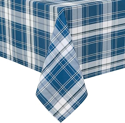 Hiasan Rectangle Gingham Tablecloth 52 x 70 Inch, Waterproof Checkered Table Cloth, Wrinkle Resistant Washable Wipeable Table Covers for Dinner Kitchen Picnic Birthday Party, Navy Blue